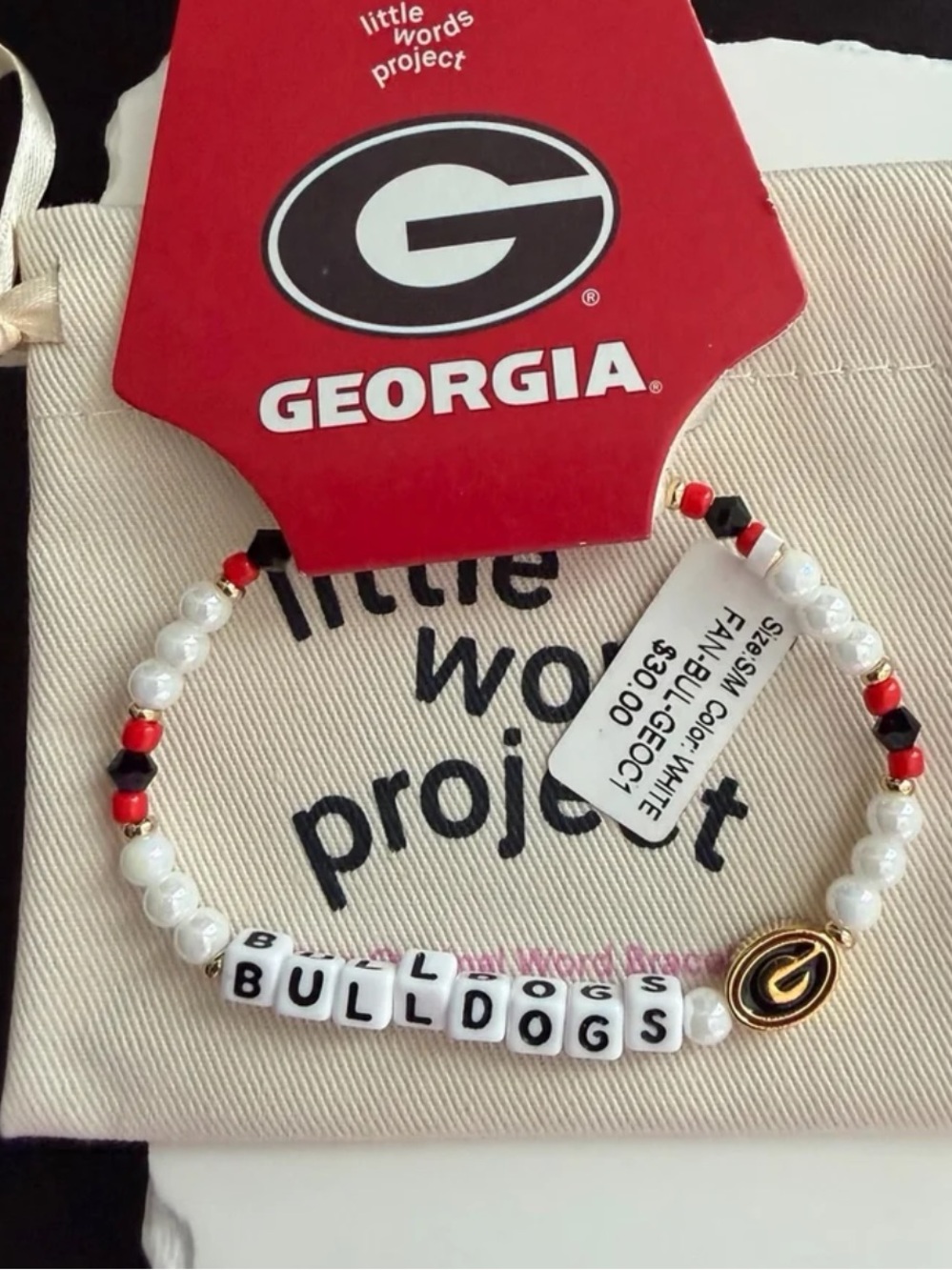 Little Words Project Georgia Bulldogs Beaded Stretch Bracelet